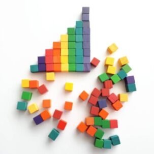 Mini Colored Wooden Cubes 1 cm (66 pcs) – Learning Colors, Montessori, DIY, Child Awakening, Sensory Game, Rainbow Block